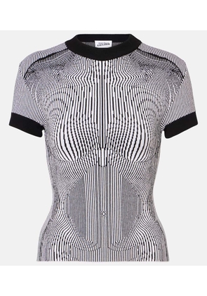 Jean Paul Gaultier Morphing Pinstripe jacquard jersey top