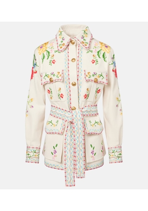 Valentino Floral embroidered denim jacket