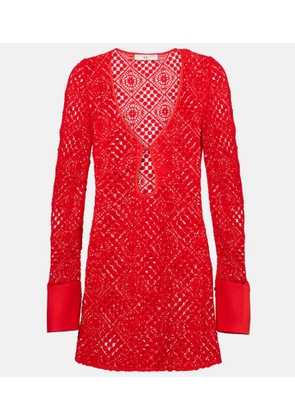 SIR Rayure crochet cotton minidress