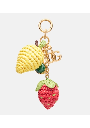 Dolce&Gabbana DG raffia-trimmed keychain