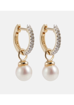 Mateo 14kt gold earrings with diamonds and detachable pearls