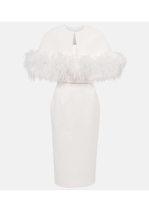 Safiyaa Bridal feather-trimmed crepe midi dress