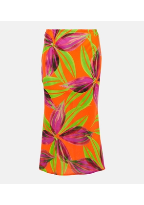 Louisa Ballou Printed bias midi skirt