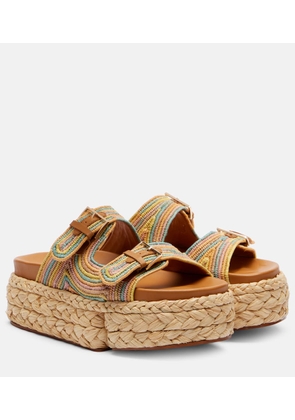 Clergerie Quinie raffia platform slides