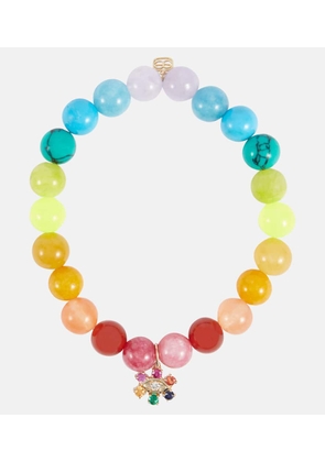 Sydney Evan 14kt gold and jade beaded bracelet with diamond