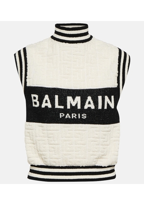Balmain Logo jacquard boucle top