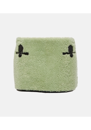 Blancha Leather-trimmed shearling miniskirt