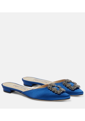 Manolo Blahnik Hangisimuflat embellished satin mules
