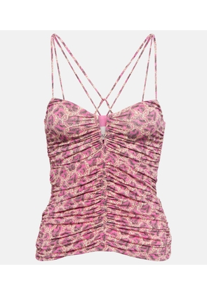 Isabel Marant Leila printed ruched jersey top
