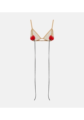 Nensi Dojaka Floral-applique mesh bra