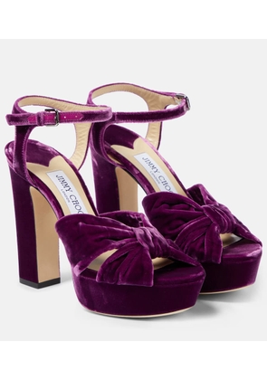 Jimmy Choo Heloise 120 velvet peep-toe pumps