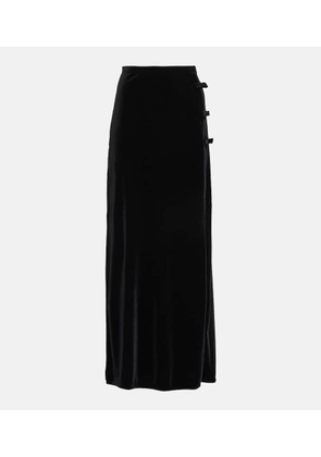 Ganni Bow-detail velvet jersey maxi skirt