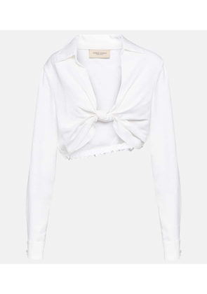 Adriana Degreas Knot-detail linen blend crop top