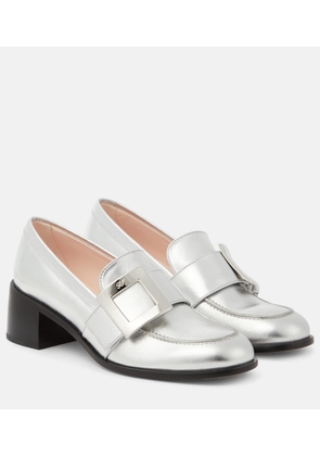 Roger Vivier Viv' Rangers embellished metallic leather loafers