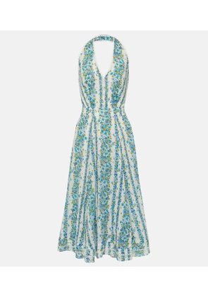 Poupette St Barth Beth floral halterneck cotton midi dress