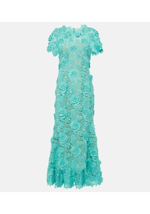 Oscar de la Renta Floral guipure lace midi dress