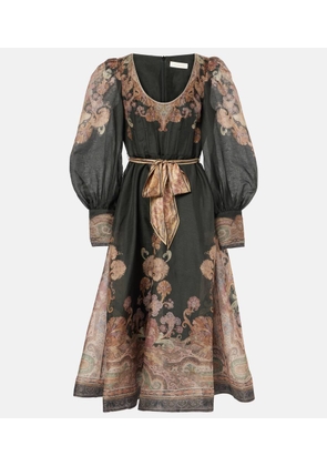 Zimmermann Illustration linen and silk midi dress