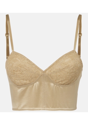 Saint Laurent Embroidered cotton and silk bustier