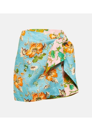Alemais Mana floral patchwork linen wrap skirt