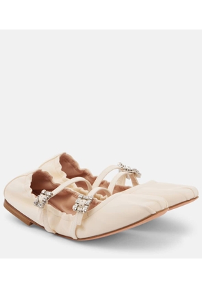 Roger Vivier Crystal-embellished leather ballet flats