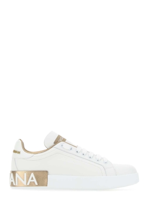 Dolce & Gabbana White Nappa Leather Portofino Sneakers