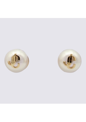 Jimmy Choo White And Gold Earrings