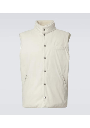 Brunello Cucinelli Shearling-trimmed gabardine down vest