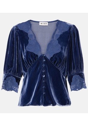 Rixo Amanda lace-trimmed velvet top