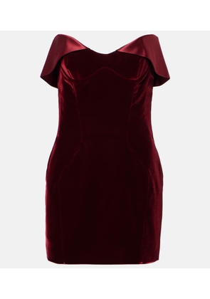 Mugler Satin-trimmed velvet minidress