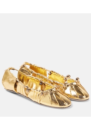 Chloe Luna cutout metallic leather ballet flats