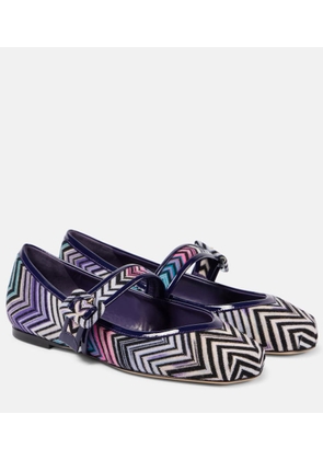 Missoni Zigzag leather-trimmed Mary Jane flats