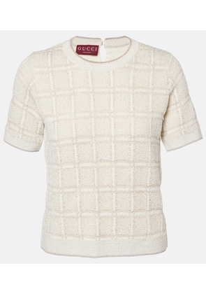 Gucci Checked lame wool-blend jacquard top