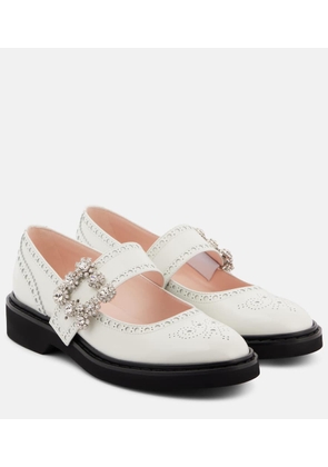 Roger Vivier Viv' Rangers Flower leather Mary Jane flats