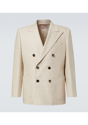 Valentino Double-breasted linen-blend blazer
