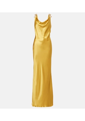 Versace Safety Pin embellished silk satin gown