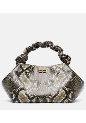 Ganni Bou Small snake-effect tote bag