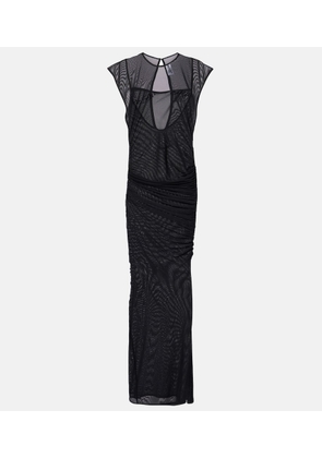 Jean Paul Gaultier Flocked open-back tulle maxi dress