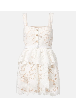 Self-Portrait Scalloped tiered lace minidress