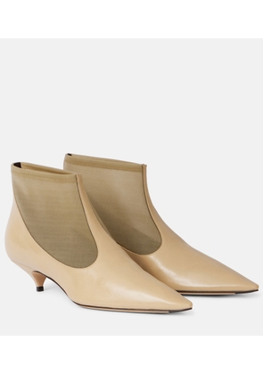 The Row Leather and mesh ankle boots