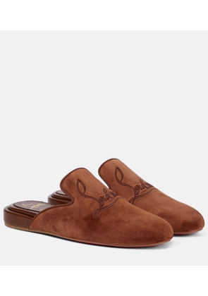 Christian Louboutin Navy Coolito Donna suede slippers