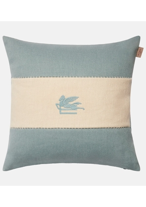 Etro Pegaso embroidered linen cushion