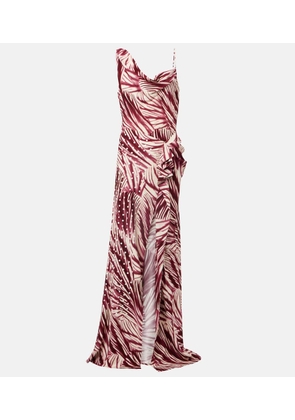 Dries Van Noten Printed draped crepe gown