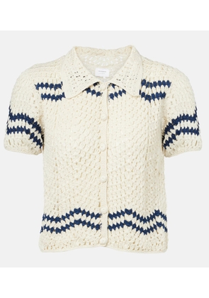 Anna Kosturova Nautical chevron crochet cotton shirt