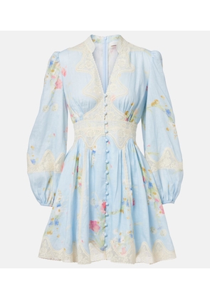 Zimmermann Lucky Lace floral linen minidress
