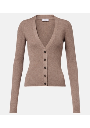 Brunello Cucinelli Ribbed-knit lame cardigan