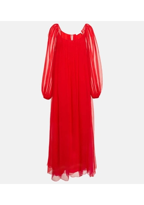 Chloe Pleated silk muslin maxi dress