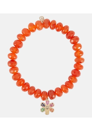 Sydney Evan Daisy 14kt gold and carnelian beaded bracelet