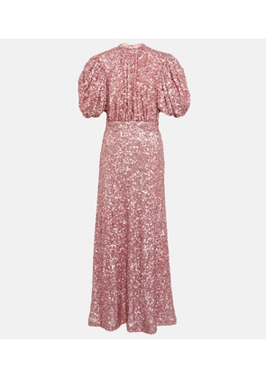 Rotate Sequined puff-sleeve maxi dress