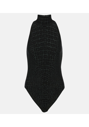 Alaia Croc-effect halterneck bodysuit