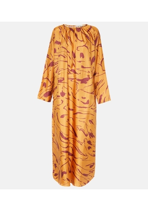 Asceno Valencia printed silk maxi dress
